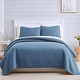 Southshore Fine Living, Inc. Quilt King Size Set with 2 Pillow Shams, Lightweight Bedspread King Size, Stain & Pet Hair Resistant for Standard or California Kings, Coronet Blue Quilt