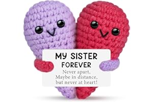 GWHYGIFTS Funny Crochet Heart Sister Christmas Birthday Gifts,Soul Sister Gifts for Women from Sisters Brother,Long Distance Valentines Day Gift for Big Little Older Bonus Sister in Law,Cute Handmade Desk Decor