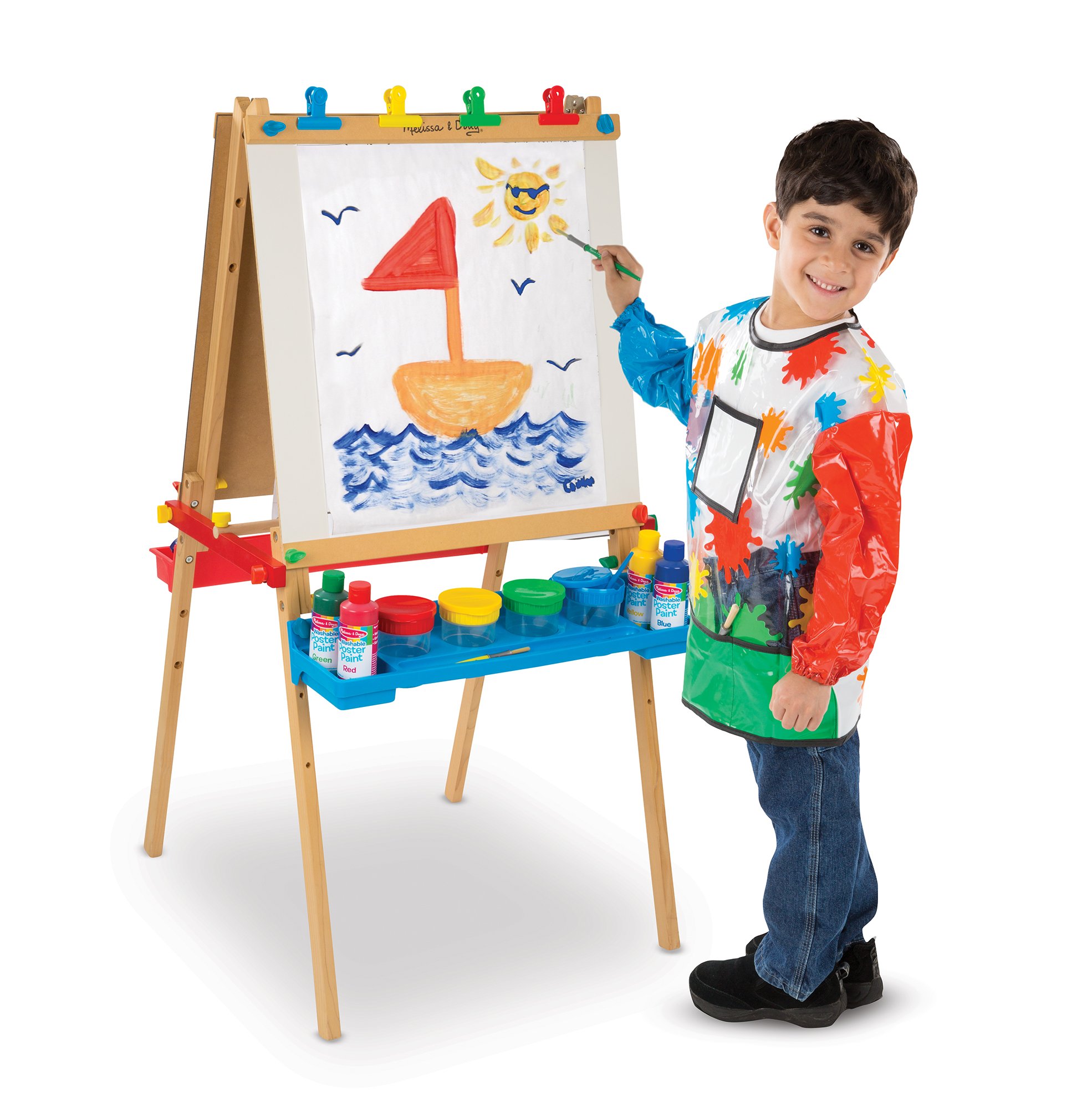 Melissa Doug Deluxe Standing Art Easel DryErase Board, Chalkboard