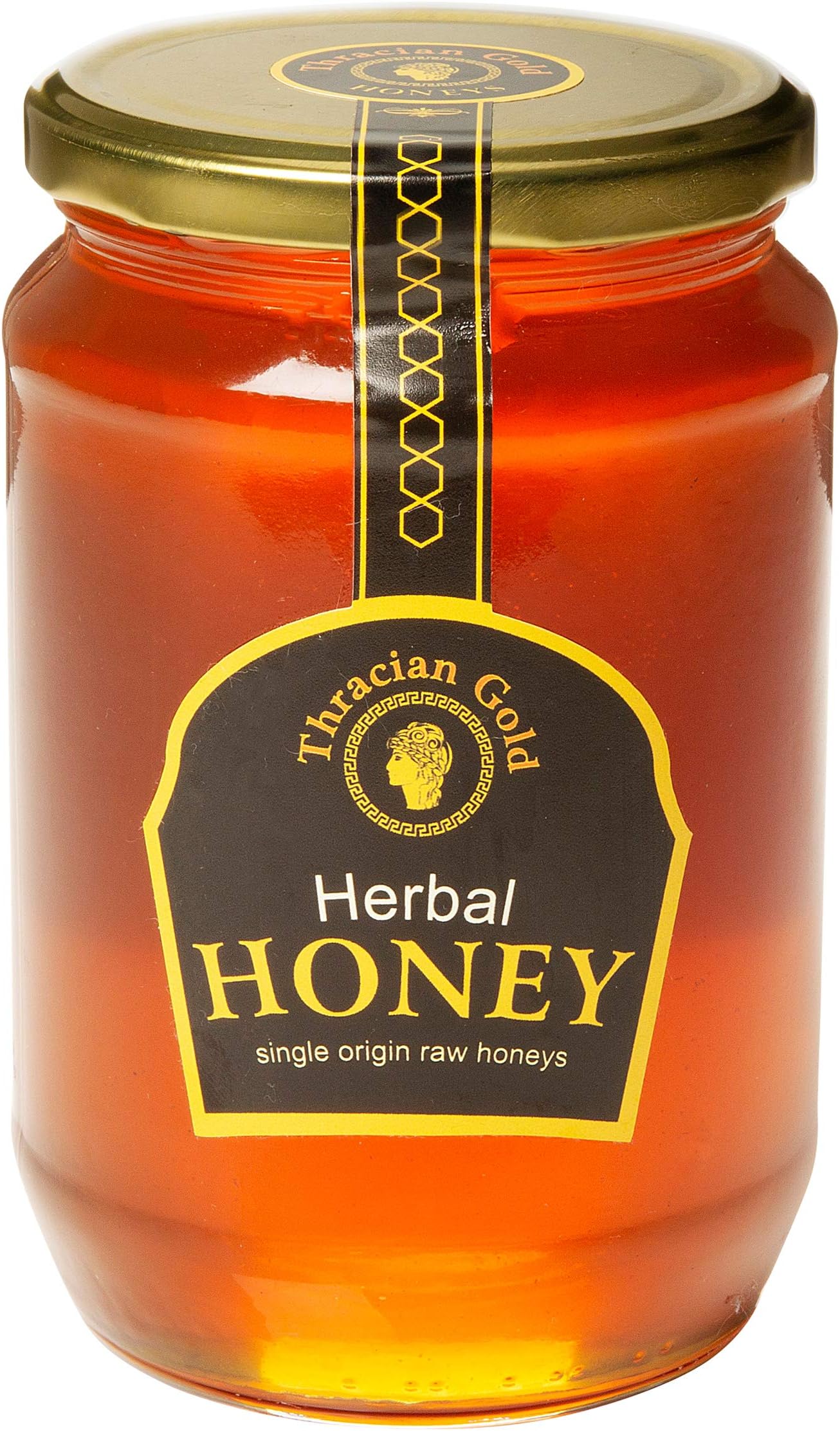 Raw Herbal Wildflower Blossom Honey Pure and Natural, Unprocessed, Unpasteurised Honey by Thracian Gold Honey 980 g Glass jar