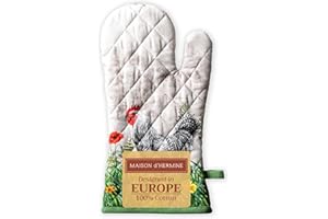 Maison d' Hermine Oven Gloves 100% Cotton Oven Mitt 7" x 13" with Loop Heat Resistant BBQ Cooking Gloves for Spring and Summe