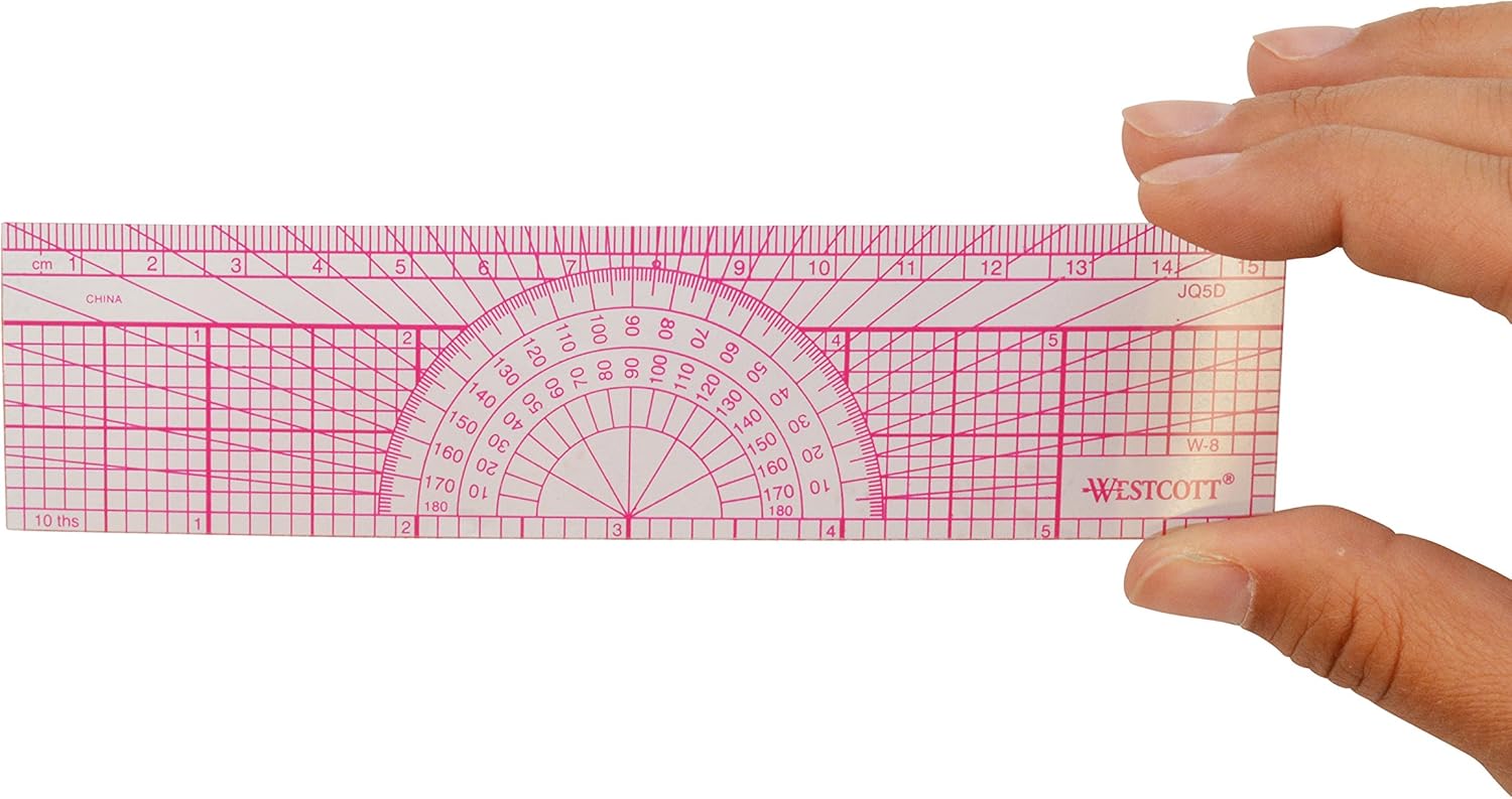 Westcott Engineers' Protractor Ruler, 6", 15cm, Transparent (W-8) : Office Products
