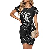 GRACE KARIN Women's Sparkly Sequin Dress Cap Sleeve Party Cocktail Holiday Dress Elegant Glitter Sparkly Dresses for Women