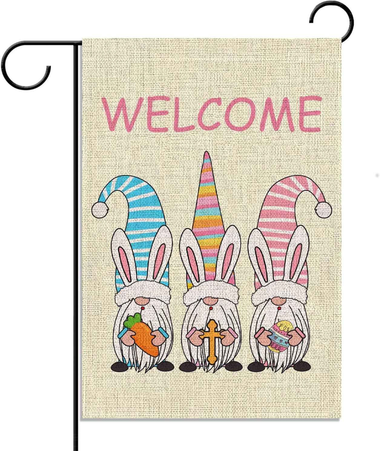 Easter Gnome Bunny Garden Flag 12.5×18 Vertical Double