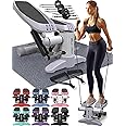 Nordic Lifting Mini Stepper & Stair Climber Machine - w/Resistance Bands Set & Non-Slip Foot Pads - Durable Construction with 330 LBS Weight Capacity - LCD Monitor