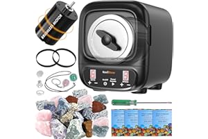 KoolStone C1 Pro Max Brushless Rock Tumbler Kit - Extra Large 3LB Capacity, Up to 6X More Noise Cancelling, Ultra Quiet Rotary Polisher with Full Accessories, Ideal for Adults Kids