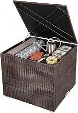CASARIA Polyrattan Garden Storage Box 318 L Brown 75x75x70cm with Gas Spring