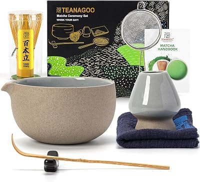 TEANAGOO Matcha Whisk 7 Pcs Set Ceremony Kit Chawan Chashaku Sifter