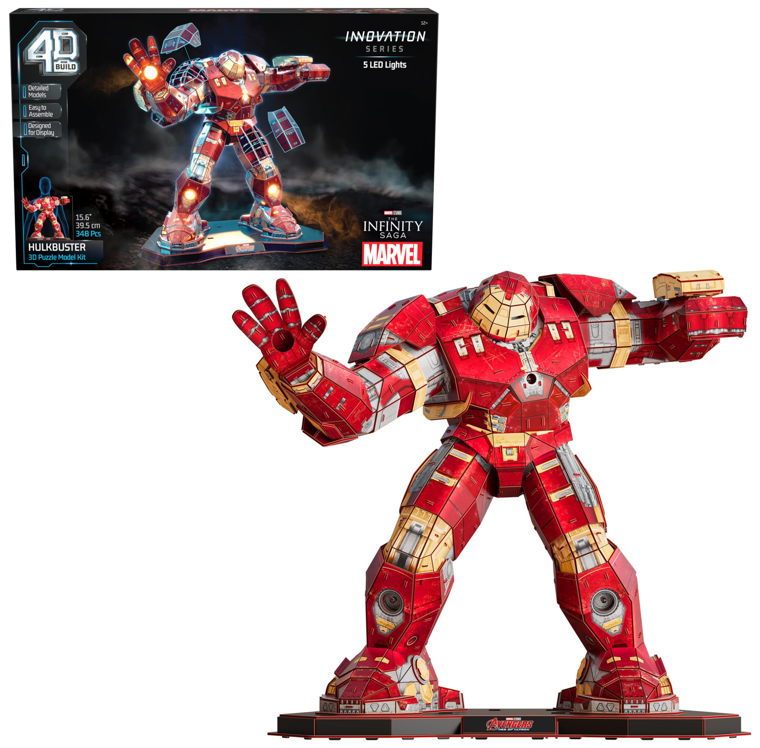 Photo 1 of 4D Build, Marvel Hulkbuster 3D Model Kit with LED Lights, Innovation Series, Marvel Collectibles & Desk Décor, Adult Puzzle, Building Toys, 3D Puzzles for Adults & Teens, 348 Pieces, for Ages 12 & Up