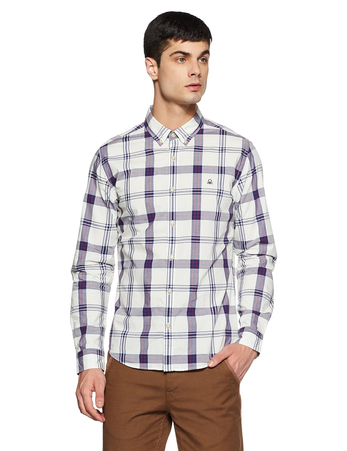 united colors of benetton men's checkered slim fit casual shirt
