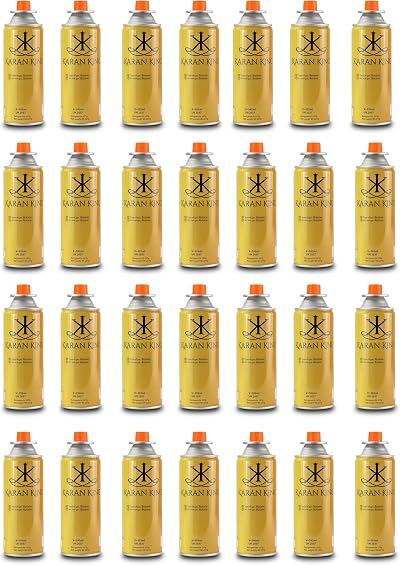 Karan King Butane Gas Bottles Canisters Pack of 28 for Camping Cooker BBQ