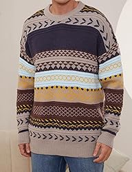 Flygo Men's Vintage Grandpa Sweater Crewneck