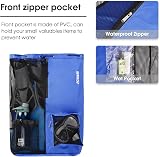 WANDF Swim Bag Mesh Drawstring Backpack Wet Pocket XL Navy Blue view 3