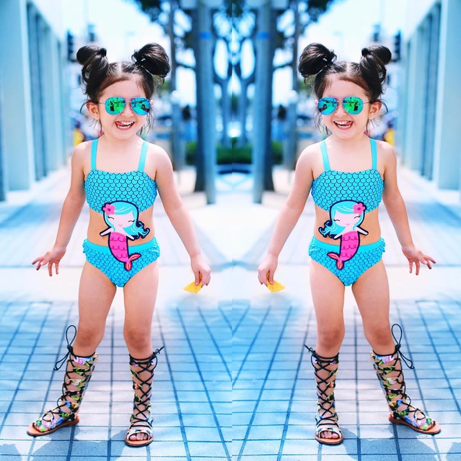 Carolilly Chic Maillot De Bain Enfant Bebe Fille 2 Piece Avec Motif De La Petite Sirene Bikini Fillette Vetements Fantaisie Bhattbros Com