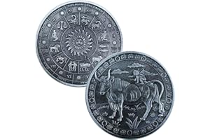 Gimilang 12 Constellation Challenge Coin Lucky Coin, Birthday Present Gift for Him or Her (Taurus)