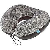 American ZZZ's Comfortable Neck Pillow, Memory Foam Travel Pillow for Uninterrupted Sleep, Ideal for Everyday Commute, Airplane, Bus, Car, and Gaming, Travel Essentials, Made in USA, Blue