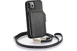 ZVE for iPhone 11 Pro Wallet Case Crossbody with Credit Card Holder, Handbag Purse Wrist Strap, Zipper Leather Case Cover for Apple iPhone 11 Pro 5.8 inch 2019 - Black