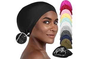 CAPLORD Silk Satin Bonnet Hair Cover Sleep Cap for Sleeping Beanie Hat Adjustable Stay On Headwear Lined Natural Nurse Cap for Women