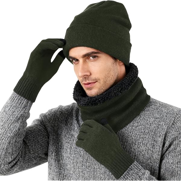 LumiSyne Winter 3 in 1 Scarf Hat Glove Set for Men Women  display picture 3