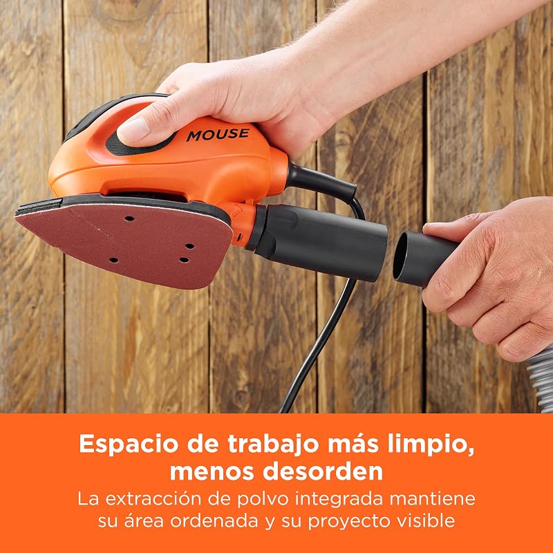 Black+decker bew230bca mouse detail lixadeira 55w 11.000 rpm com diâmetro de órbita de 1,5 mm inclui 10 acessórios e bolsa de transporte