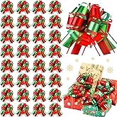 Riceshoot 60 Pcs Large Pull Bows Ribbon Gift 6 Inch Pastel Gift Wrapping Bows for Christmas Winter Valentine's Day Presents Wedding Birthday Party Basket Holiday Decor(Classic,Red Mixed Green)