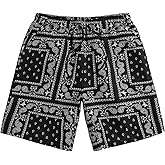 NDUAAC Men's Boho Paisley Scarf Print Shorts Drawstring Waist Tribal Pocket Summer Shorts
