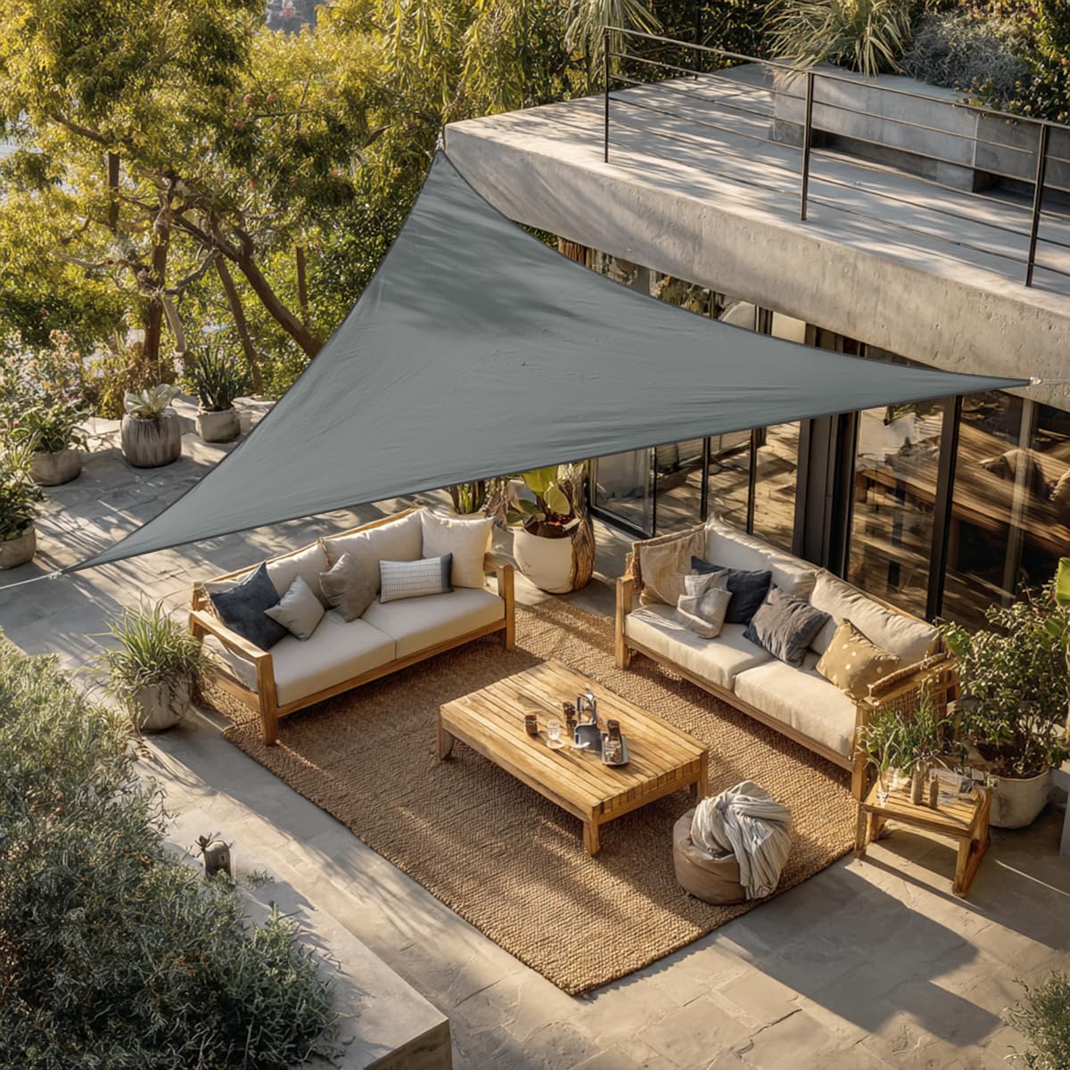 Green Bay Anthracite Patio Anti-UV Shade Sail - 3.6x3.6x3.6m Triangle - Gazebo Sail Awning Canopy