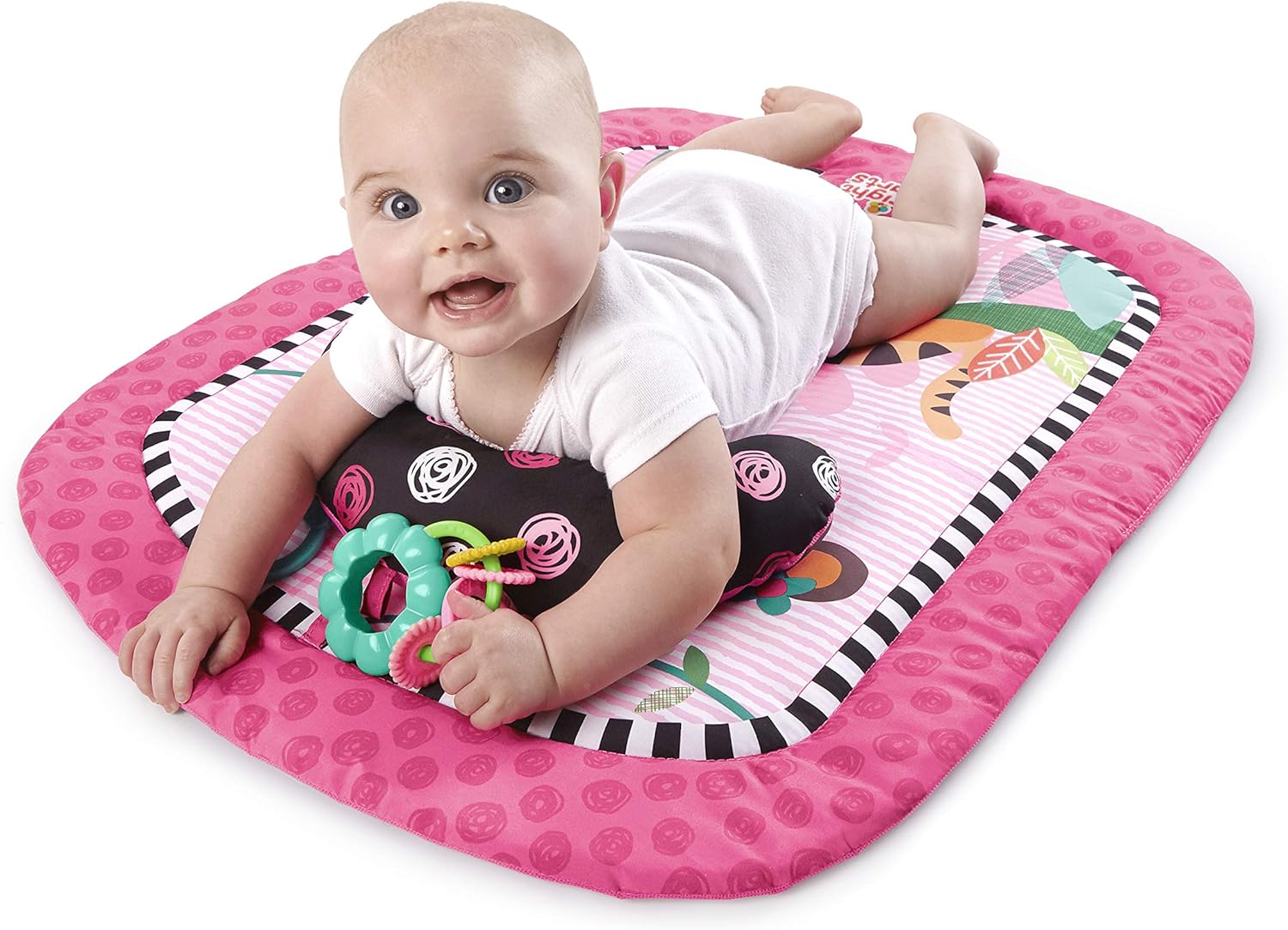 bright starts tummy time prop & play pink