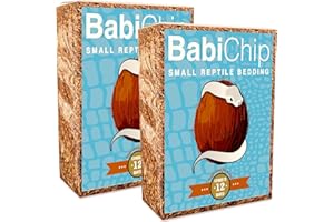 REPTICHIP PREMIUM COCONUT SUBSTRATE BabiChip Coconut Chip Substrate for Reptiles 2 Pack of 12 Quart Loose Small Sized Coco Husk Chip Bedding for Ball Pythons, Snakes, Tortoises, Geckos, Frogs, or Lizard Terrarium Tanks