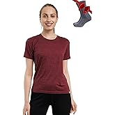 Merino.tech Merino Wool T Shirt Women - 100% Merino Wool Base Layer Women Short Sleeve Moisture-Wicking Tee and Hiking Socks