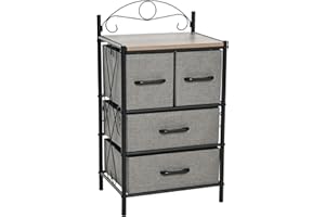Household Essentials Victorian Style 4-Drawer Storage Organizer Unit, Black and Grey