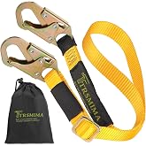 TRSMIMA Fall protection Safety Lanyard - 4ft to 6ft Adust Webbing Belt | Fall protection Roof Strap Double Rebar Hook