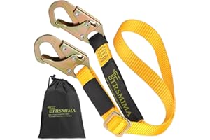 TT TRSMIMA TRSMIMA Tree Climbing Safety Lanyard - 4ft to 6ft Adust Fall protection Webbing Belt Hunting Roof Strap Double Rebar Hook