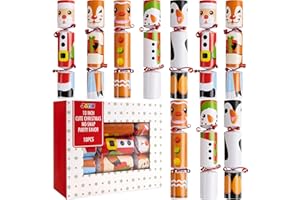 JOYIN 10 Pack Christmas Non-Snap Party Favor with Cute Characters, Includes Party Hat, Joke & Gift, Christmas Table Decorations for Holiday Dinner Traditions Supplies, Stocking Stuffers for Kids