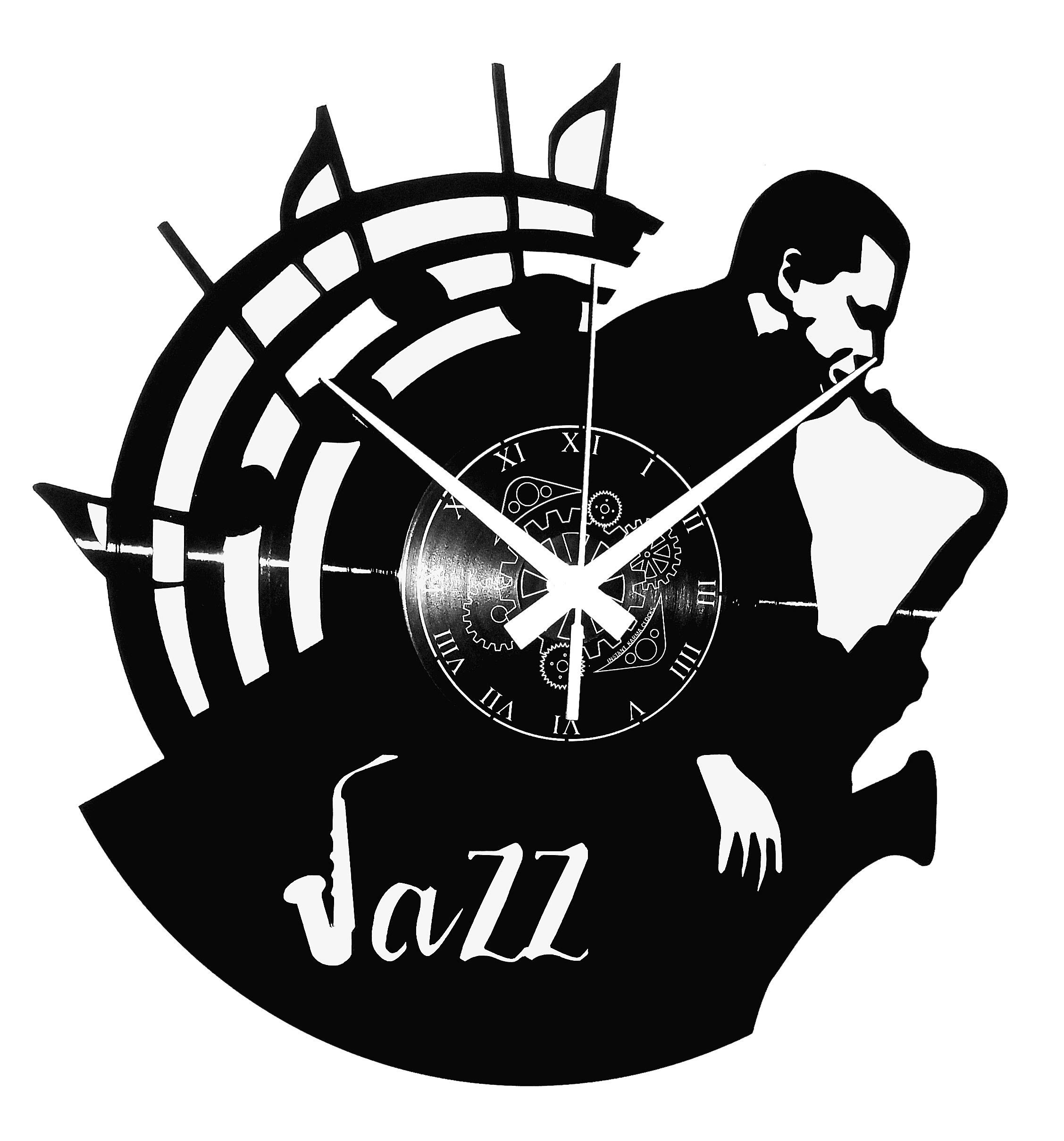 Instant Karma Clocks | Jazz Musician Wall Clock | Saxophone Art Decor for Music Enthusiasts and Artists | Silent Quartz Movement | Perfect for Jazz Lovers and Performers