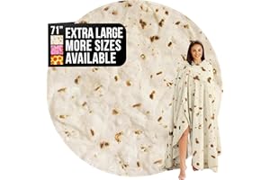 ZULAY KITCHEN Zulay Extra Large Burritos Tortilla Throw Blanket – Wrap Yourself Like a Giant Taco! Double-Sided 71 Inches, Funny & Ultra Cozy Novelty Blanket, Super Soft 285 GSM Flannel