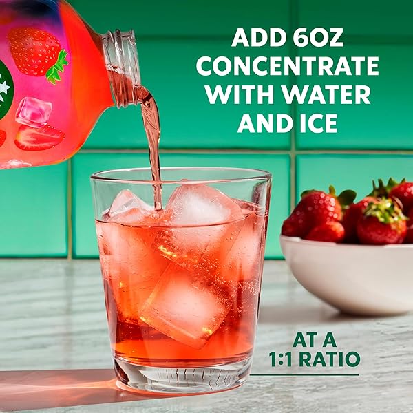 STARBUCKS REFRESHERS CONCENTRATE STRAWBERRY ACAI, REFRESHING DRINK, COLD DRINKS 32 FL OZ