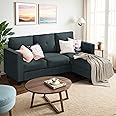 Shintenchi 79 Inch Convertible Sectional Sofa Couch, Modern Linen Fabric L-Shaped , 3-Seat Sofa Sectional with Reversible Chaise for Living Room, Apartment and Small Space (Dark Grey)