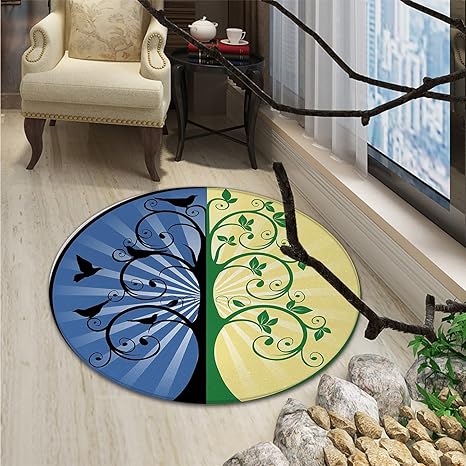 Amazon Com Tree Of Life Round Rugs For Bedroom Yin Yang