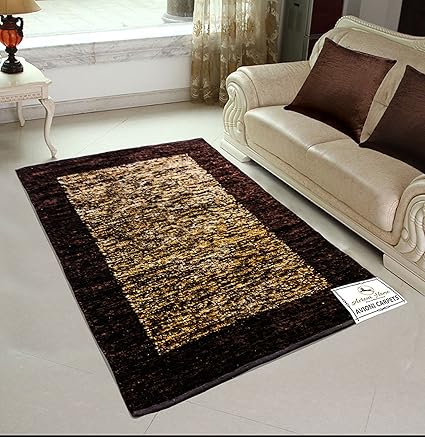 Avioni Polyester Blend Feather Touch Handloom Reversible Rugs for Living Room, 3x5ft (Brown)