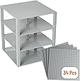Strictly Briks Compatible with Lego Classic Stackable Baseplates - 4 Building Bricks Baseplate for Towers, Shelves & More - Compatible with All Major Brands Light Gray - 30 Stackers - 10x10 Inches