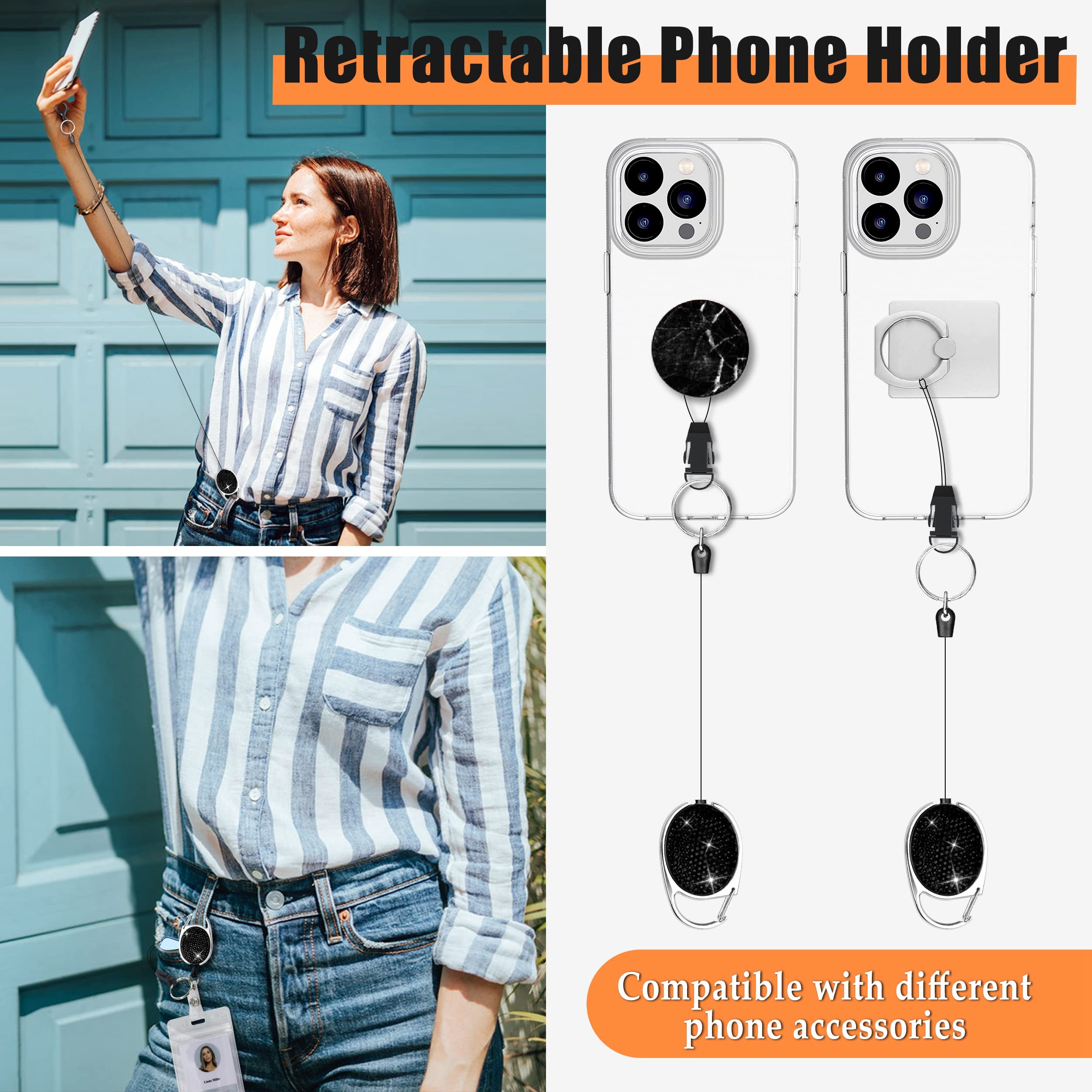 Phone Safety Leash Phone Assured Pro Retractable Phone Tether - Anti-Drop &  Anti-Theft Lanyard With Wrist/Neck Straps Anti-theft Phone Leash
