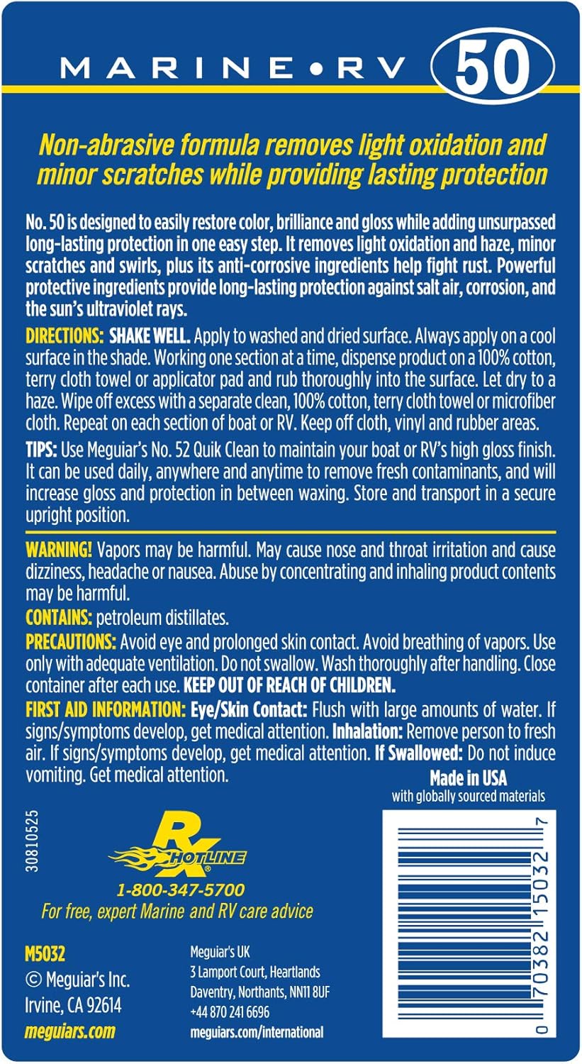 Meguiar's M5032 Marine/RV One Step Cleaner Wax, 32 fl oz: Automotive