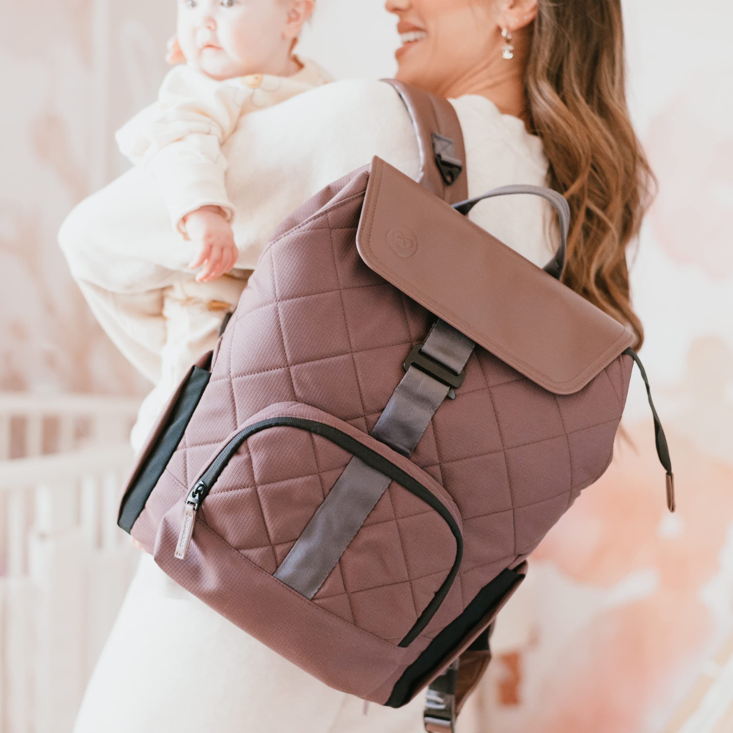 PAPERCLIP Jojo Diaper Bag Backpack with Fold Out Changing Station, Eco-Friendly (Baked Oak)