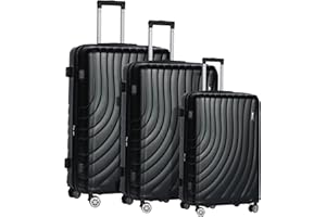 Crunch Crate 3 Piece Luggage Sets Expandable Lightweight Durable Suitcase Sets,Hard Shell Travel Luggage Set with TSA Lock Double Spinner Wheels 20''/26''/30'' (Black)