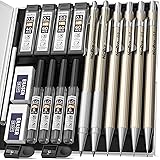Nicpro 6PCS Art Mechanical Pencils Set, Metal Drafting Pencil 0.3, 0.5, 0.7, 0.9 mm & 2PCS 2mm Graphite Lead Holder(4B 2B HB 