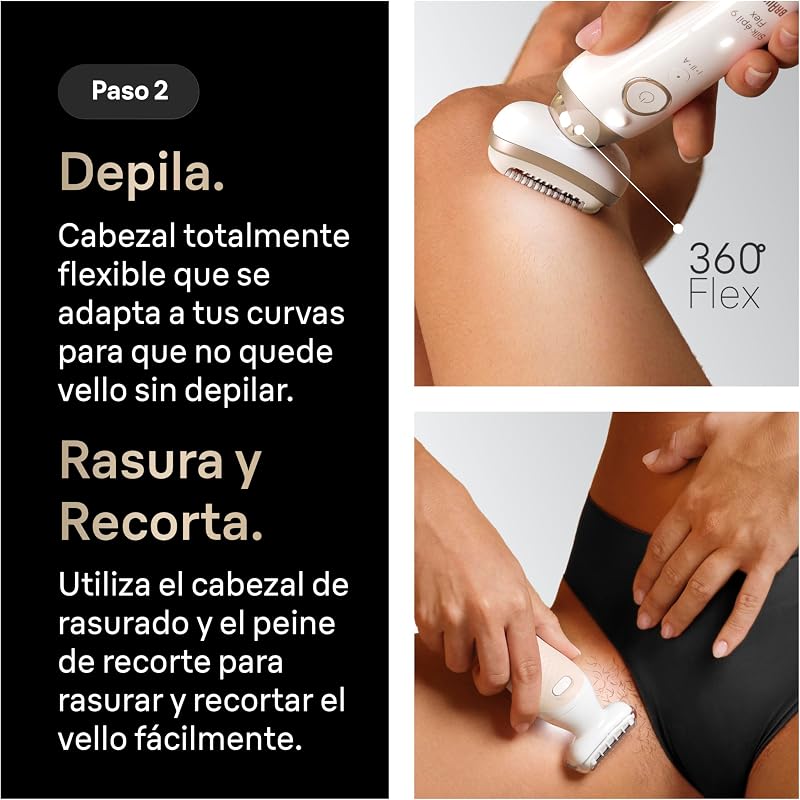 Silk·épil 9 Flex SkinSpa Epilador Elétrico Mulher com FaceSpa Pro e Mini Depilador Facial, Cabeça Flexível, Conjunto Tudo-Em-Um, Epilados, Barbas e Acabamentos, Uso Húmido Seco, 9-681 3D, Ouro