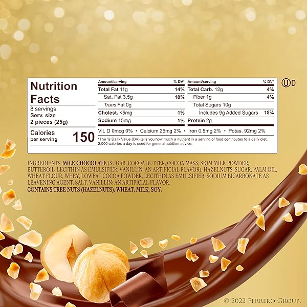 FERRERO ROCHER GOURMET HAZELNUT MILK CHOCOLATE GIFT BOX, 16 INDIVIDUALLY WRAPPED CHOCOLATES FOR GIFTING, 7 OZ