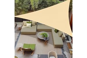 COOLBOYS 20'x20'x20' Sun Shade Sails Triangle UV Block Sun Shade Canopy for Outdoor Patio Lawn Garden Carport Backyard Deck Pergola（Light Yellow）