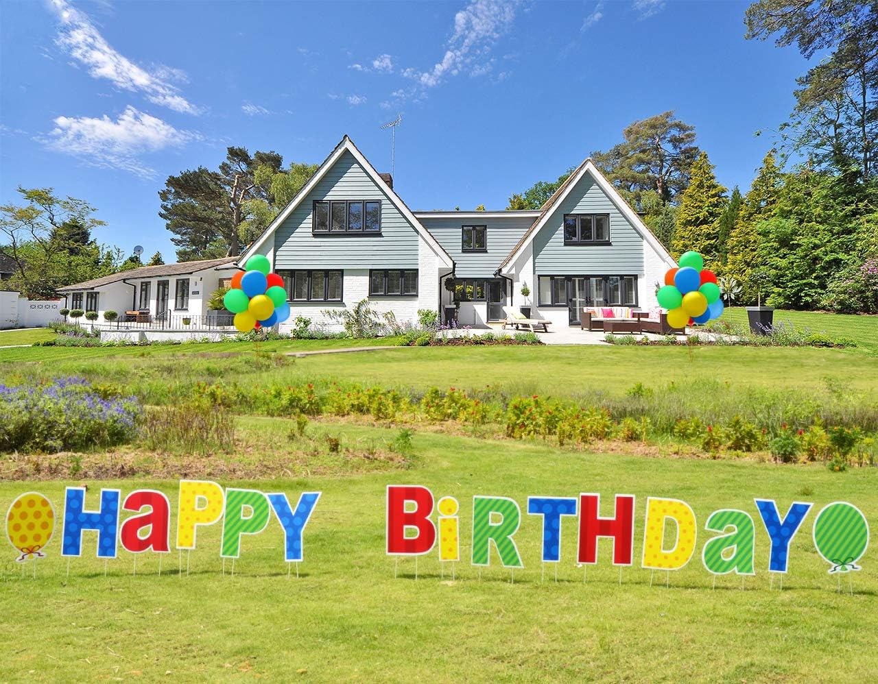 ComboJoy 15 Packs Happy Birthday Yard Sign with Stakes - Perfect Outdoor Lawn Decorations with Bright & Colorful Letters Made of Thick Weatherproof Corrugated Board and 30 Stakes : Garden & Outdoor